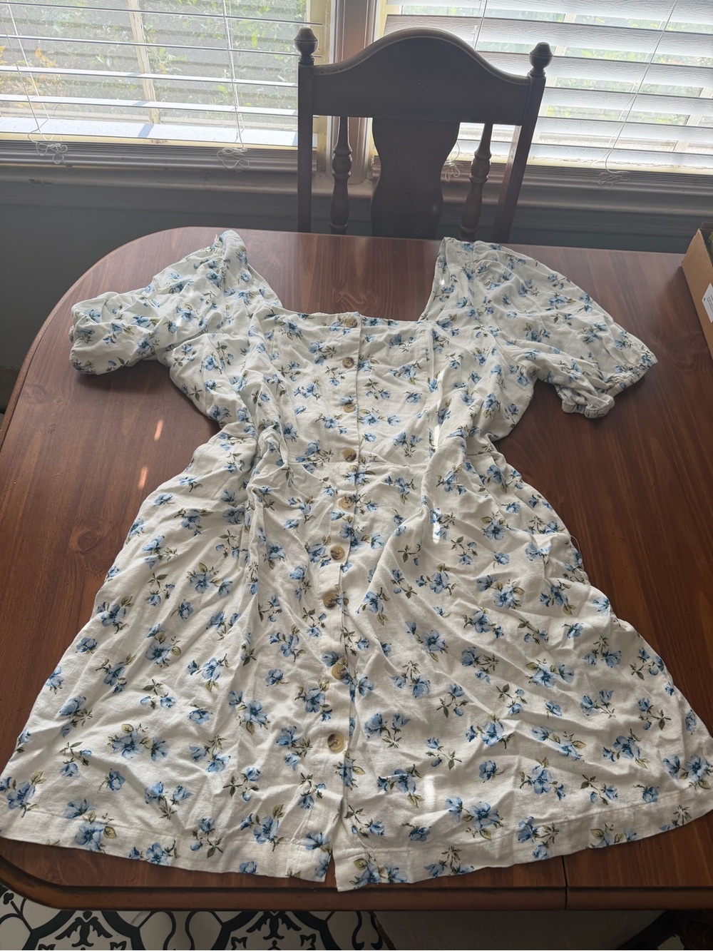 Old Navy White Dress with Blue Floral Print